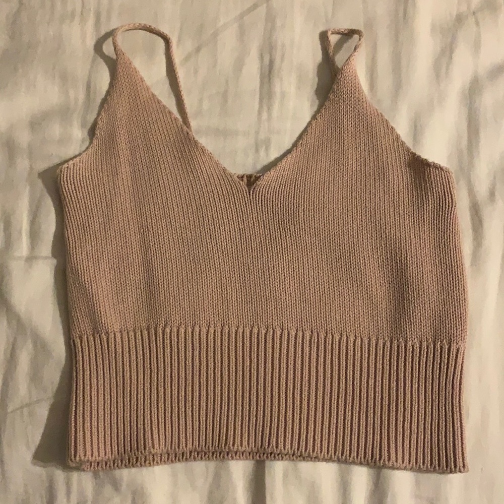 Knit baby pink crop top